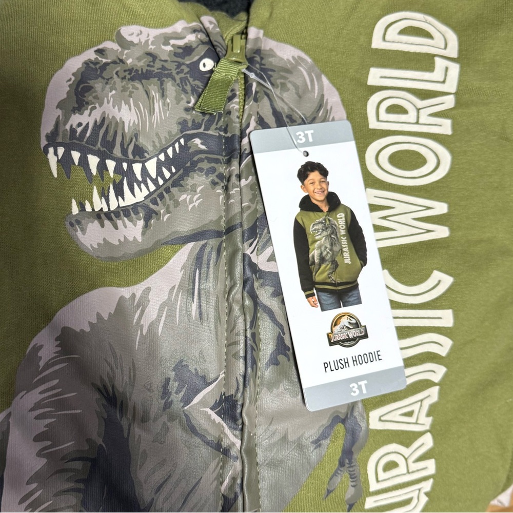 NWT Jurassic World Kids Hooded Plush Jacket with T-Rex size 3T - Picture 5 of 5